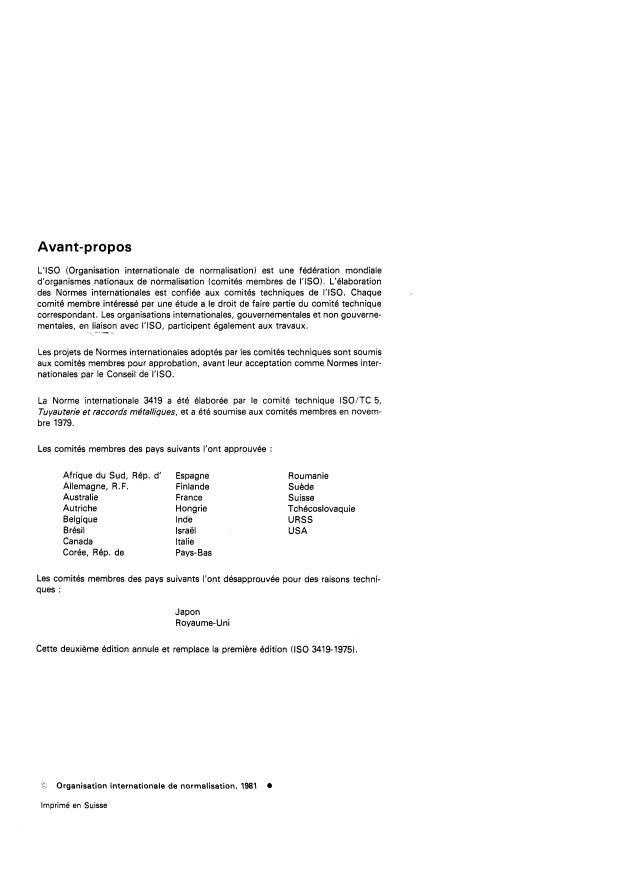 ISO 3419:1981 ISO 3419:1981 - Accessoires a souder bout a bout en acier non allié et allié - Page 2 preview