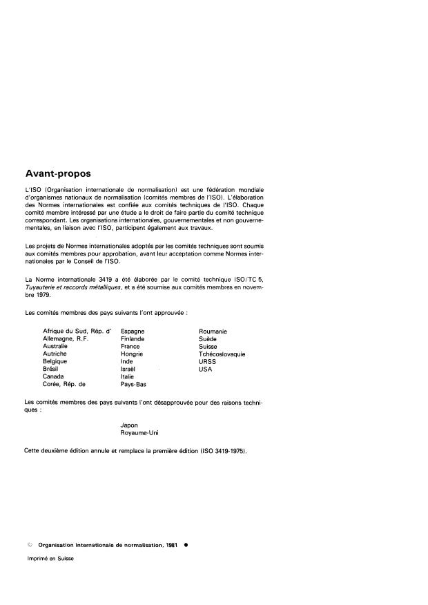 ISO 3419:1981 ISO 3419:1981 - Accessoires a souder bout a bout en acier non allié et allié - Page 2 preview