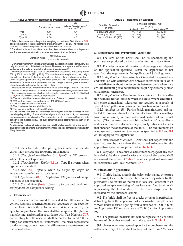 ASTM C902-14 - Standard Specification for  Pedestrian and Light Traffic Paving Brick