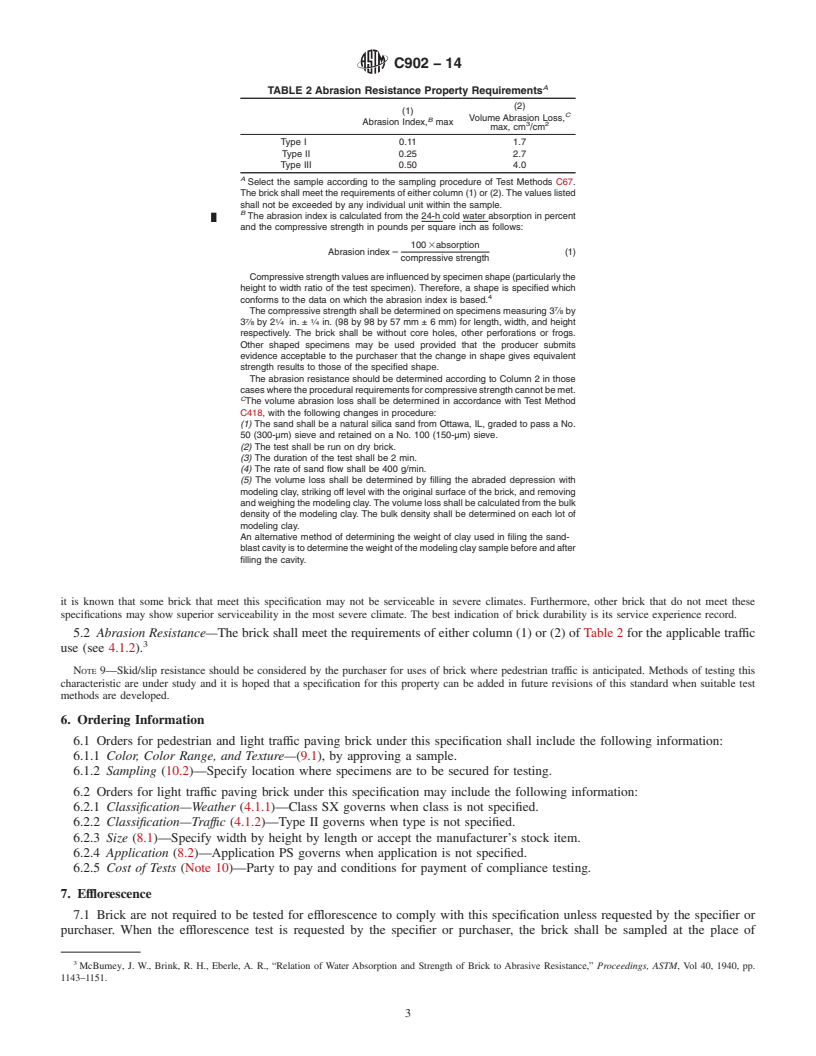 REDLINE ASTM C902-14 - Standard Specification for  Pedestrian and Light Traffic Paving Brick