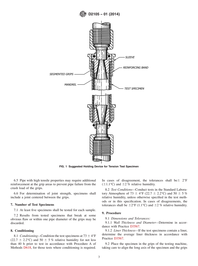 ASTM D2105-01(2014) - Standard Test Method for  Longitudinal Tensile Properties of &ldquo;Fiberglass&rdquo;  &#40;Glass-Fiber-Reinforced Thermosetting-Resin&#41; Pipe and Tube