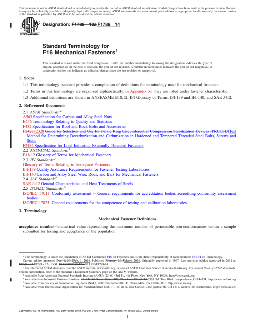 REDLINE ASTM F1789-14 - Standard Terminology for  F16 Mechanical Fasteners