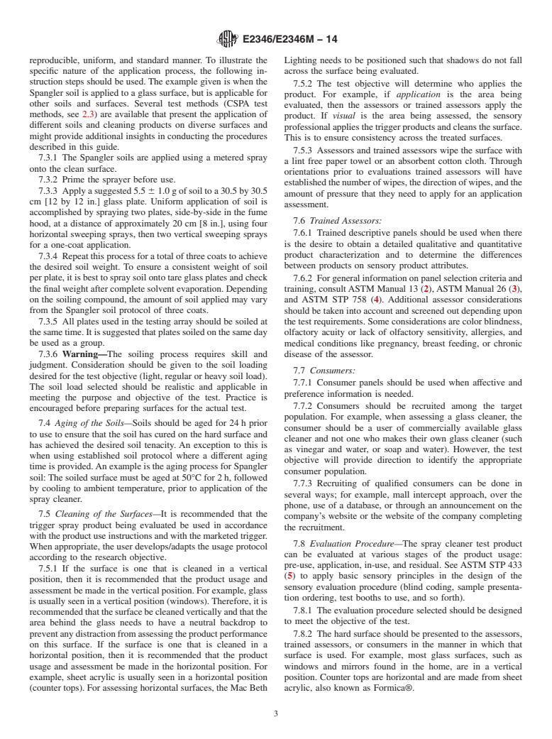 ASTM E2346/E2346M-14 - Standard Guide for Sensory Evaluation of Household Hard Surface-Cleaning Products with Emphasis on Spray Triggers