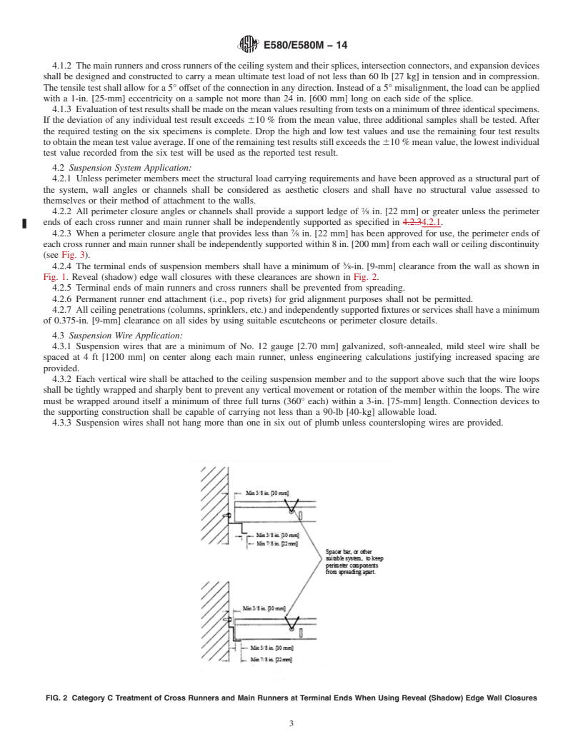 REDLINE ASTM E580/E580M-14 - Standard Practice for  Installation of Ceiling Suspension Systems for Acoustical Tile  and Lay-in Panels in Areas Subject to Earthquake Ground Motions