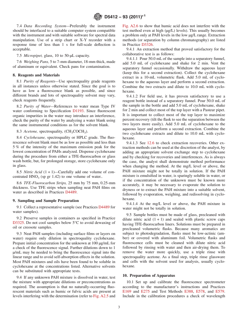 ASTM D5412-93(2011)e1 - Standard Test Method for  Quantification of Complex Polycyclic Aromatic Hydrocarbon Mixtures  or Petroleum Oils in Water