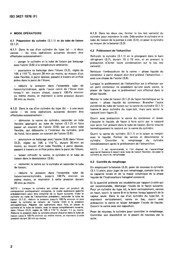 ISO 3427:1976 ISO 3427:1976 - Hydrocarbures halogénés gazeux (gaz liquéfiés) -- Prélevement d'un échantillon - Page 4 preview