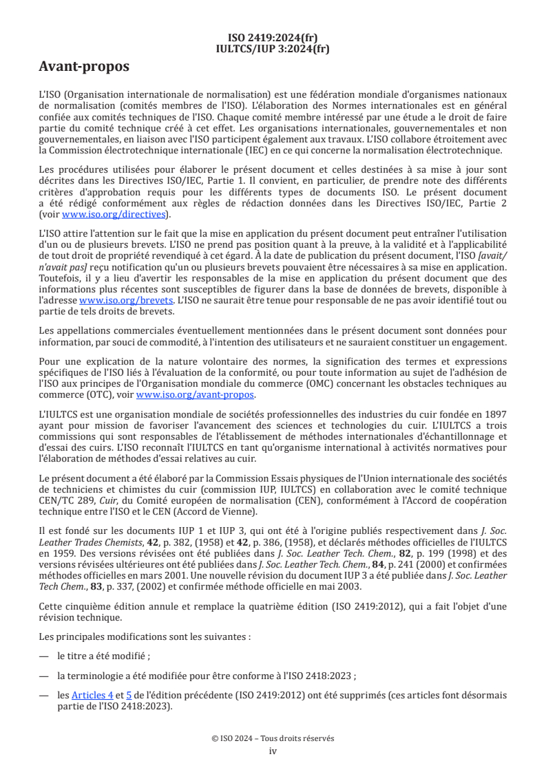 ISO 2419:2024 ISO 2419:2024 - Cuir — Essais physiques et mécaniques — Conditionnement des spécimens et des éprouvettes
Released:13. 08. 2024 - Page 4 preview