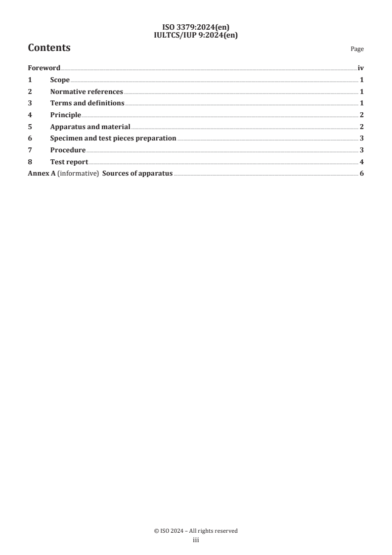 ISO 3379:2024 - Leather — Determination of distension and strength of surface (ball burst method)
Released:18. 10. 2024