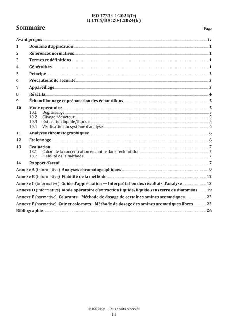 ISO 17234-1:2024 - Cuir — Essais chimiques pour le dosage de certains colorants azoïques dans les cuirs teints — Partie 1: Dosage de certaines amines aromatiques dérivées des colorants azoïques
Released:12/3/2024