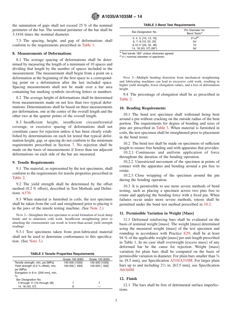 ASTM A1035/A1035M-14 - Standard Specification for  Deformed and Plain, Low-Carbon, Chromium, Steel Bars for Concrete  Reinforcement