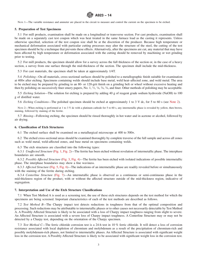 REDLINE ASTM A923-14 - Standard Test Methods for  Detecting Detrimental Intermetallic Phase in Duplex Austenitic/Ferritic  Stainless Steels