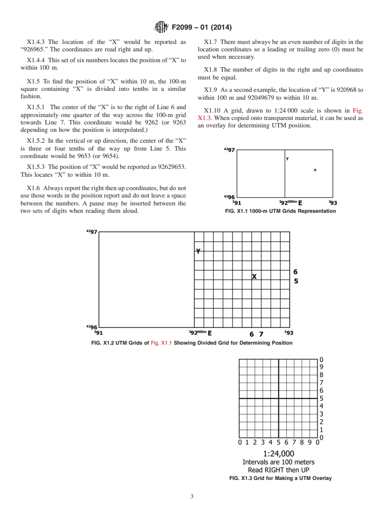 ASTM F2099-01(2014) - Standard Guide for  Use of Universal Transverse Mercator &#40;UTM&#41; Grids When Preparing  and Using a Field Map for Land Search