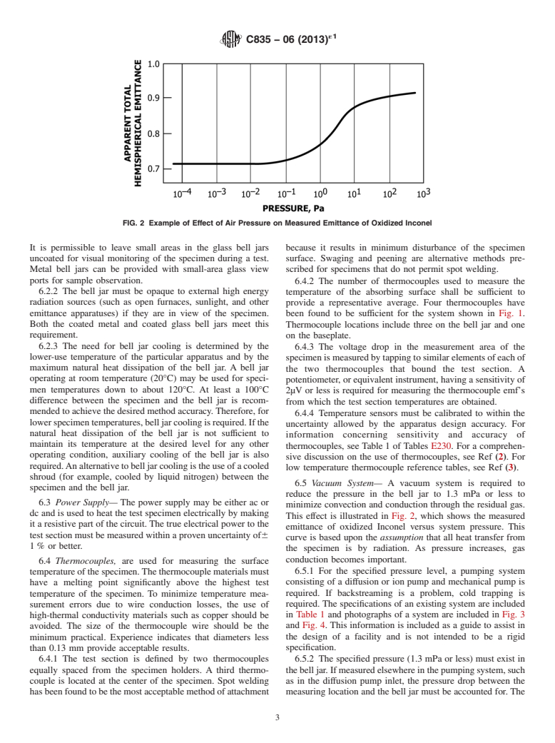 ASTM C835-06(2013)e1 - Standard Test Method for  Total Hemispherical Emittance of Surfaces up to 1400&deg;C