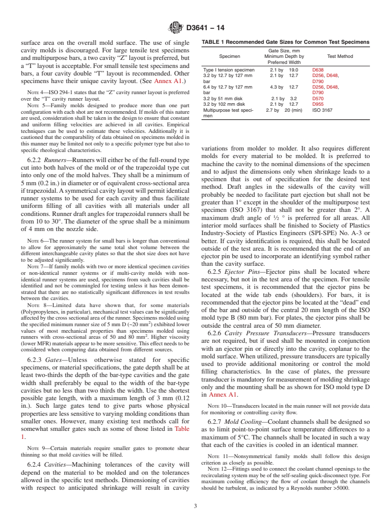 ASTM D3641-14 - Standard Practice for  Injection Molding Test Specimens of Thermoplastic Molding and  Extrusion Materials