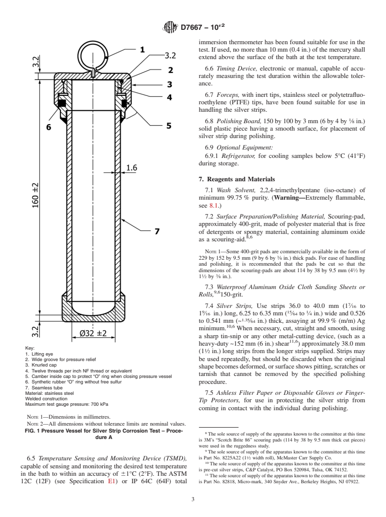 ASTM D7667-10e2 - Standard Test Method for  Determination of Corrosiveness to Silver by Automotive Spark-Ignition  Engine Fuel&mdash;Thin Silver Strip Method