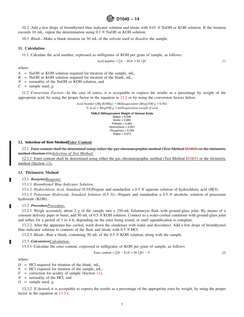 REDLINE ASTM D1045-14 - Standard Test Methods for  Sampling and Testing Plasticizers Used in Plastics