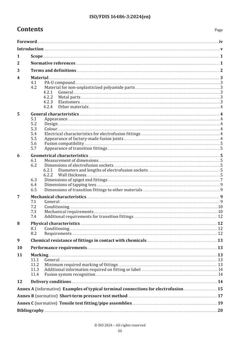 ISO/FDIS 16486-3 - Plastics piping systems for the supply of gaseous fuels — Unplasticized polyamide (PA-U) piping systems with fusion jointing and mechanical jointing — Part 3: Fittings
Released:11. 09. 2024
