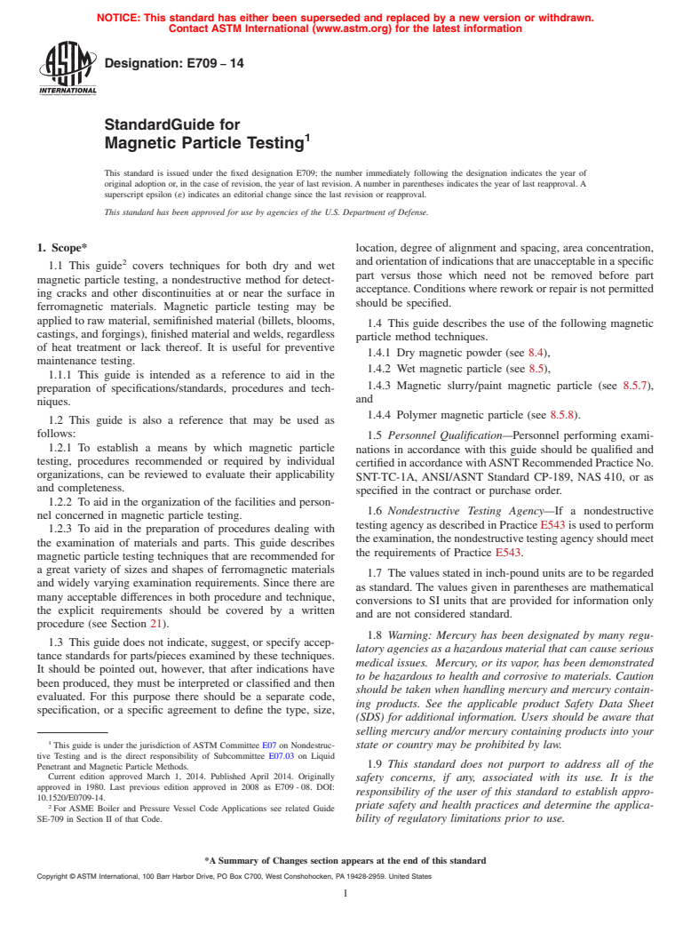 ASTM E709-14 - Standard Guide for  Magnetic Particle Testing