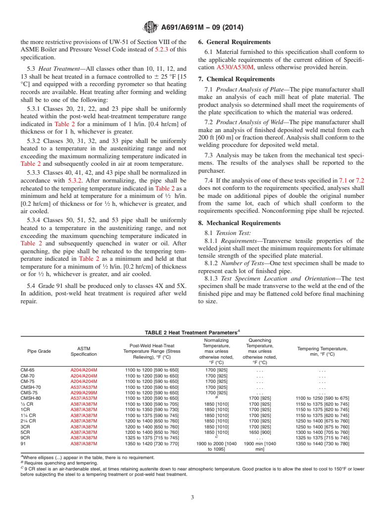 ASTM A691/A691M-09(2014) - Standard Specification for  Carbon and Alloy Steel Pipe, Electric-Fusion-Welded for High-Pressure   Service at High Temperatures