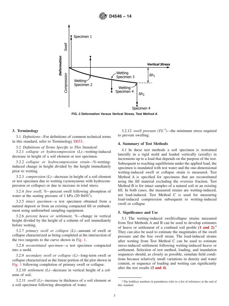 ASTM D4546-14 - Standard Test Methods for  One-Dimensional Swell or Collapse of Soils