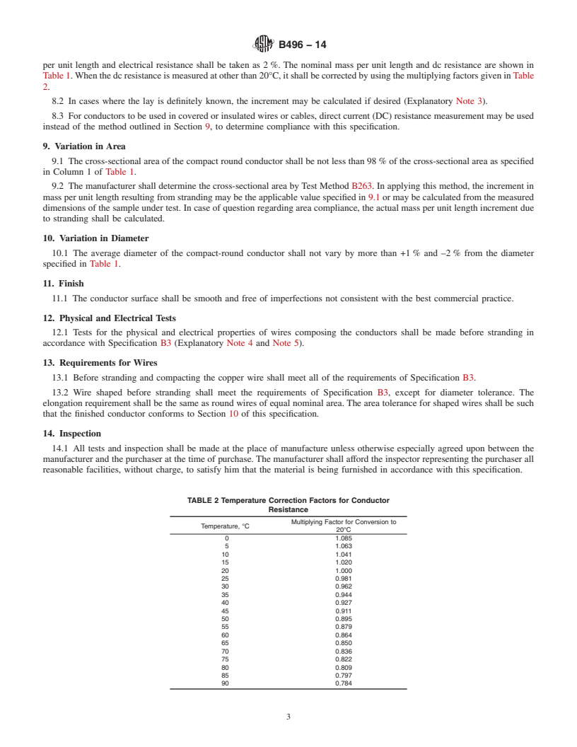 REDLINE ASTM B496-14 - Standard Specification for Compact Round Concentric-Lay-Stranded Copper Conductors