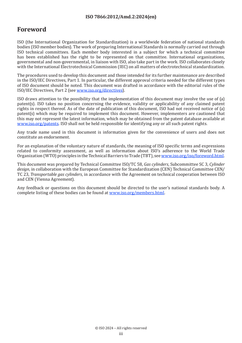 ISO 7866:2012/Amd 2:2024 - Gas cylinders — Refillable seamless aluminium alloy gas cylinders — Design, construction and testing — Amendment 2
Released:12/12/2024