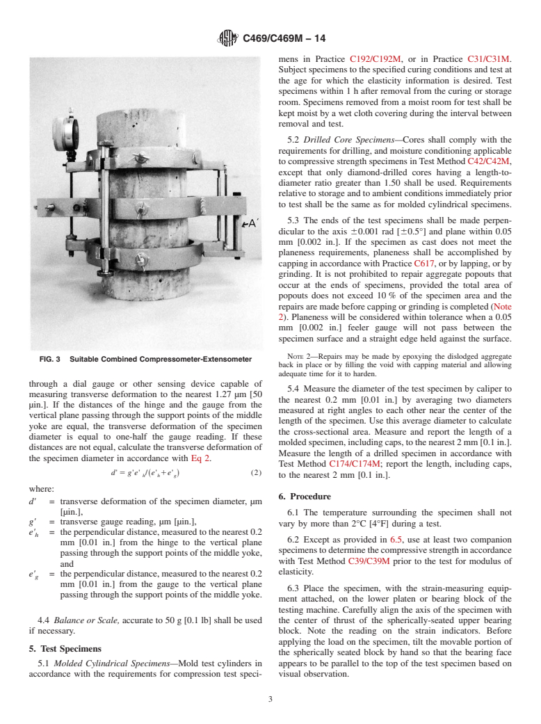 ASTM C469/C469M-14 - Standard Test Method for  Static Modulus of Elasticity and Poisson&rsquo;s Ratio of Concrete  in Compression