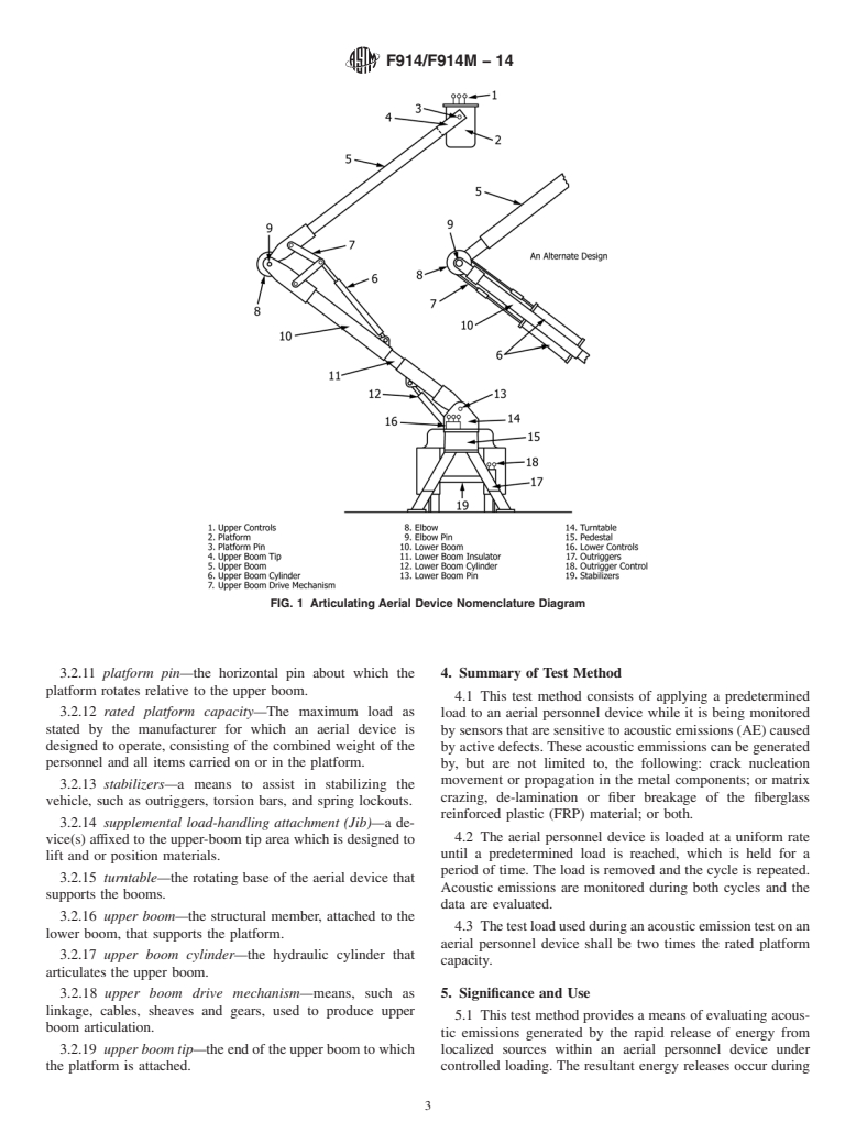 ASTM F914/F914M-14 - Standard Test Method for  Acoustic Emission for Aerial Personnel Devices Without Supplemental   Load Handling Attachments