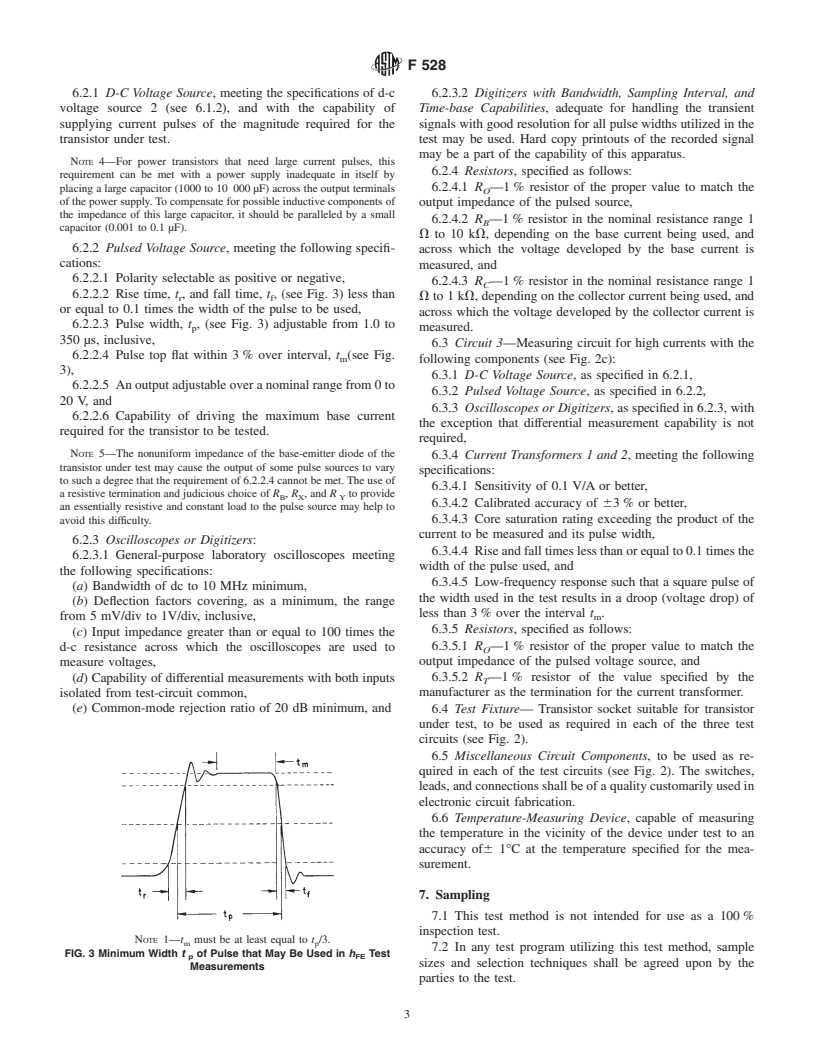 ASTM F528-99 - Standard Test Method of Measurement of Common-Emitter D-C Current Gain of Junction Transistors