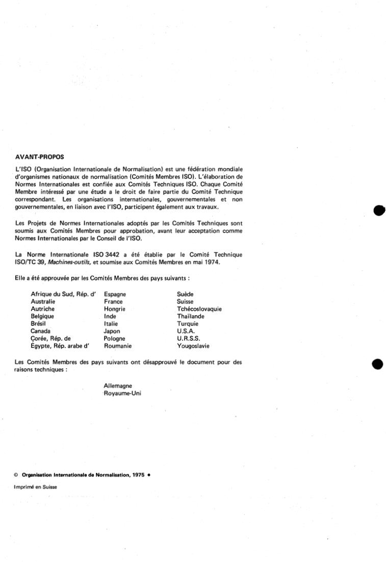 ISO 3442:1975 ISO 3442:1975 - Self-centring chucks for machine tools with two-piece jaws (tongue and groove type) — Sizes for interchangeability and acceptance test specifications
Released:11/1/1975 - Page 2 preview