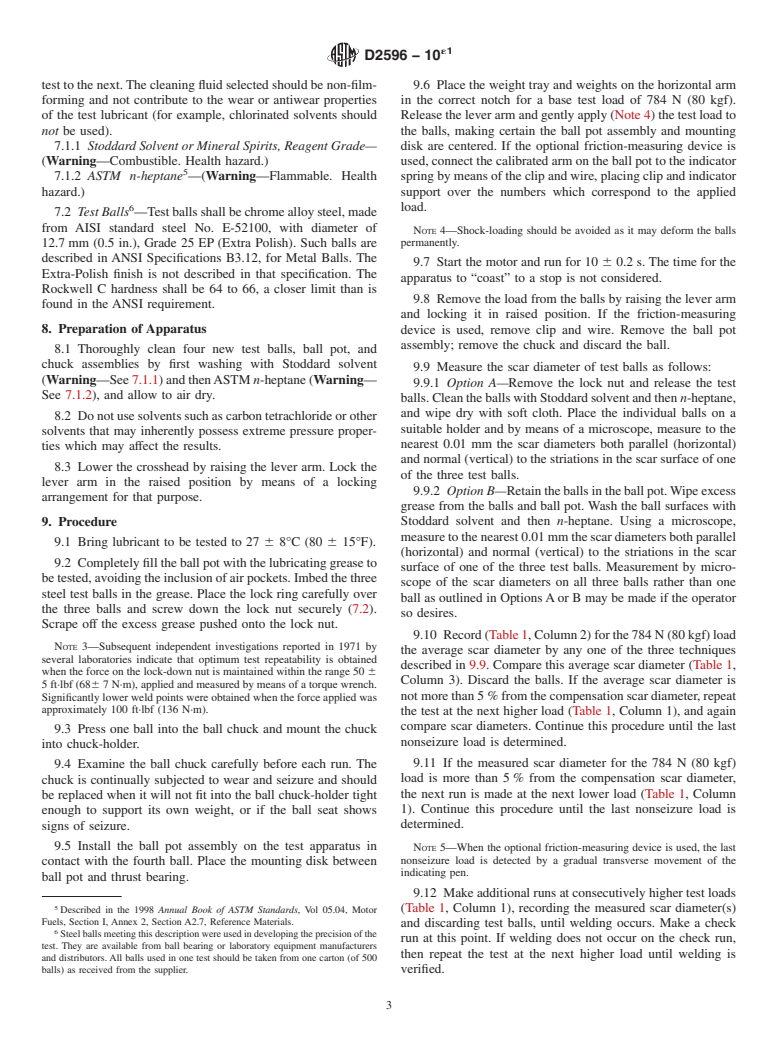 ASTM D2596-10e1 - Standard Test Method for  Measurement of Extreme-Pressure Properties of Lubricating Grease   &#40;Four-Ball Method&#41;