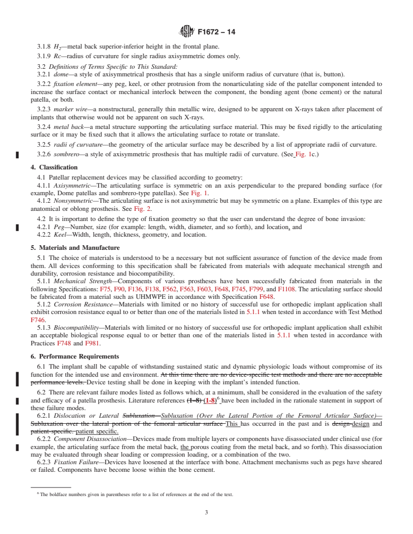 REDLINE ASTM F1672-14 - Standard Specification for  Resurfacing Patellar Prosthesis