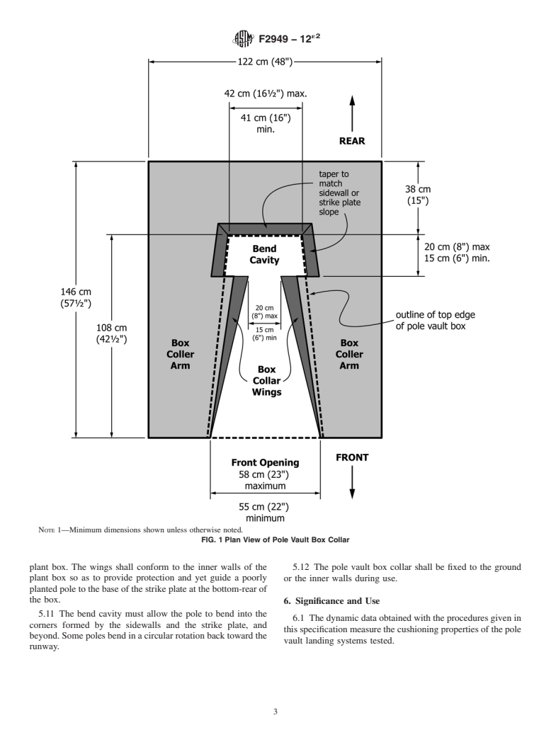 ASTM F2949-12e2 - Standard Specification for Pole Vault Box Collars