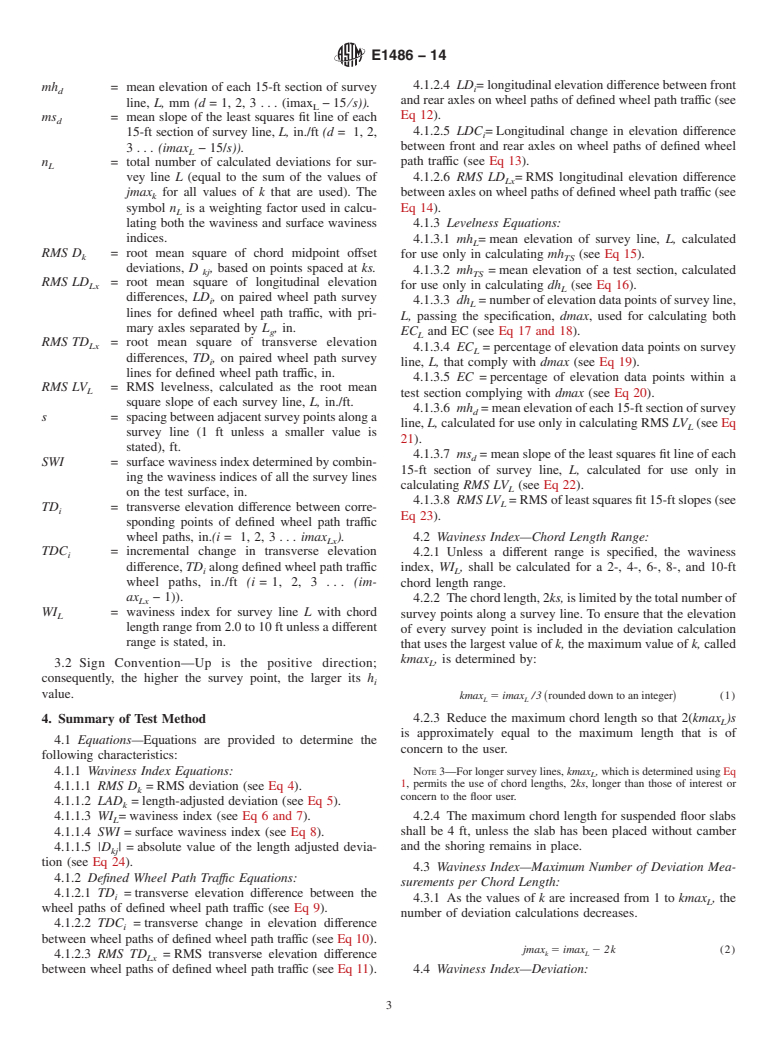 ASTM E1486-14 - Standard Test Method for  Determining Floor Tolerances Using Waviness, Wheel Path and  Levelness Criteria