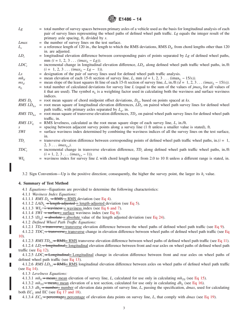 REDLINE ASTM E1486-14 - Standard Test Method for  Determining Floor Tolerances Using Waviness, Wheel Path and  Levelness Criteria