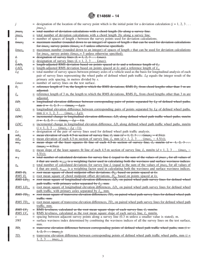 REDLINE ASTM E1486M-14 - Standard Test Method for  Determining Floor Tolerances Using Waviness, Wheel Path and  Levelness Criteria &#40;Metric&#41;