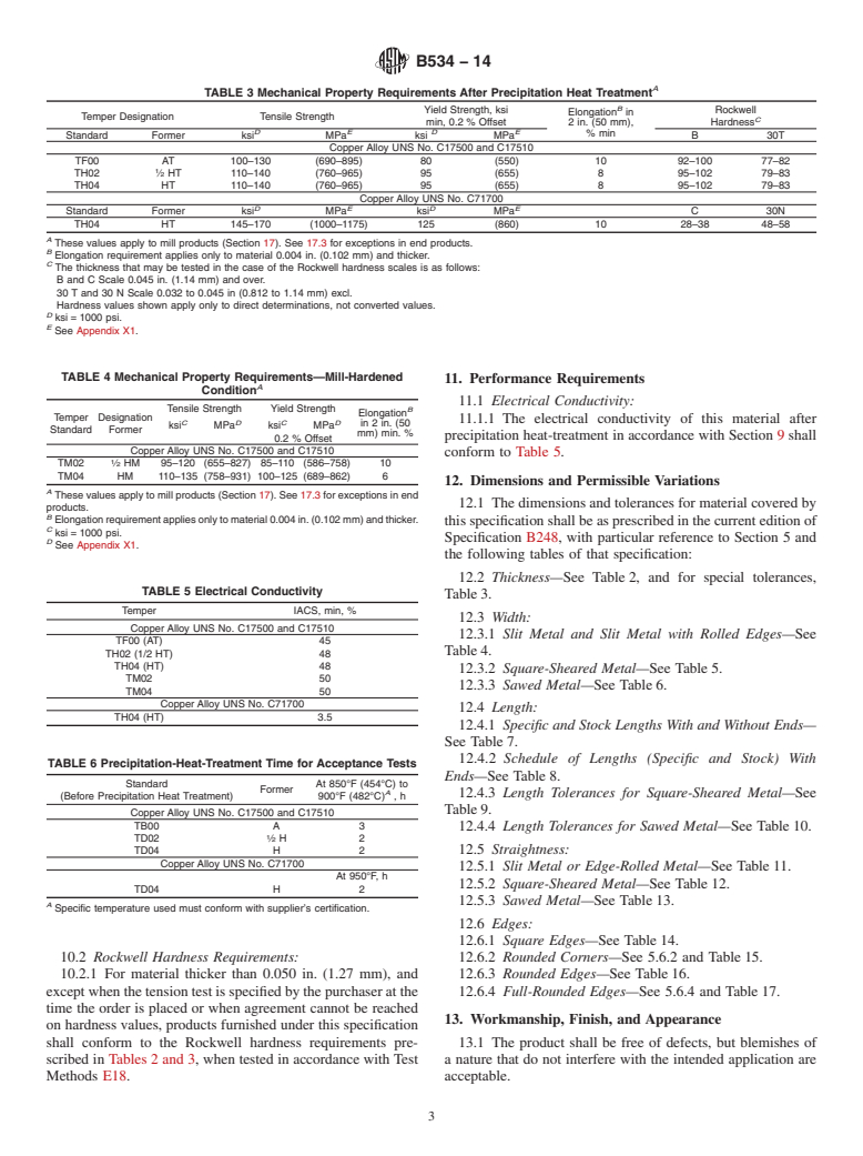 ASTM B534-14 - Standard Specification for  Copper-Cobalt-Beryllium Alloy and Copper-Nickel-Beryllium Alloy  Plate, Sheet, Strip, and Rolled Bar