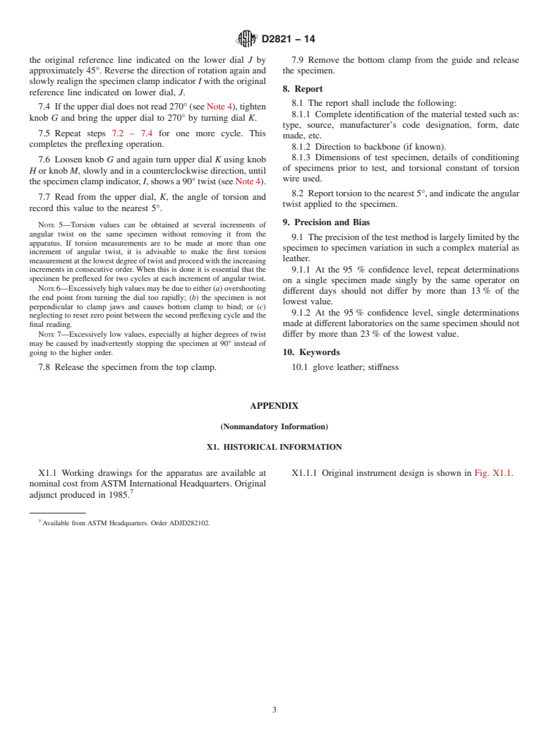 ASTM D2821-14 - Standard Test Method for  Measuring the Relative Stiffness of Leather by Means of a Torsional  Wire Apparatus