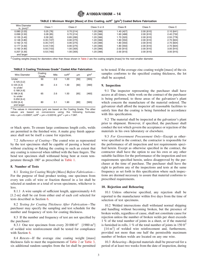 ASTM A1060/A1060M-14 - Standard Specification for  Zinc-Coated &#40;Galvanized&#41; Steel Welded Wire Reinforcement, Plain  and Deformed, for Concrete