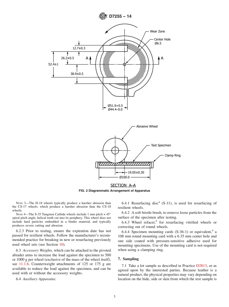 ASTM D7255-14 - Standard Test Method for  Abrasion Resistance of Leather &#40;Rotary Platform, Abraser Method&#41;