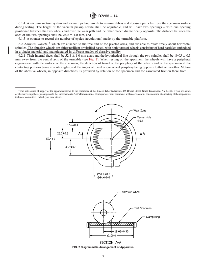 REDLINE ASTM D7255-14 - Standard Test Method for  Abrasion Resistance of Leather &#40;Rotary Platform, Abraser Method&#41;