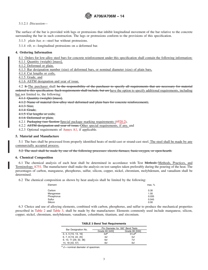 REDLINE ASTM A706/A706M-14 - Standard Specification for  Deformed and Plain Low-Alloy Steel Bars for Concrete Reinforcement