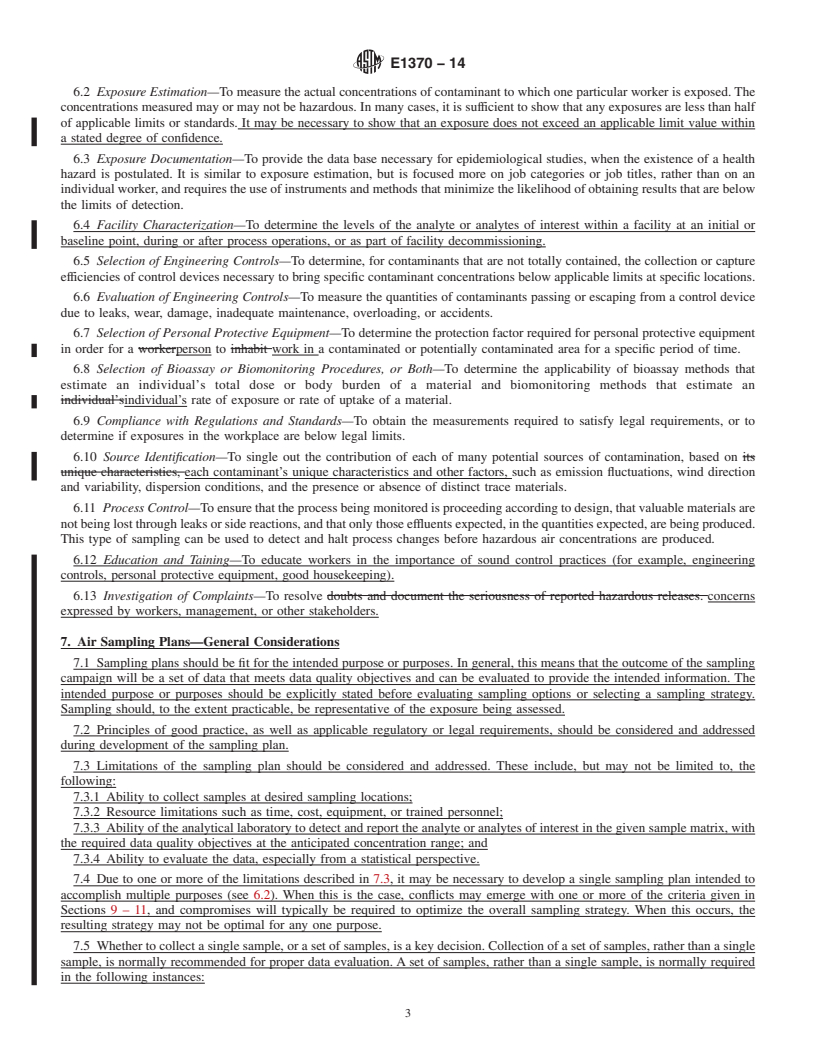 REDLINE ASTM E1370-14 - Standard Guide for  Air Sampling Strategies for Worker and Workplace Protection