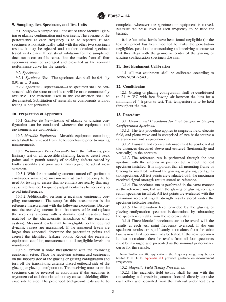 ASTM F3057-14 - Standard Test Method for Electromagnetic Shielding Effectiveness of Glazings