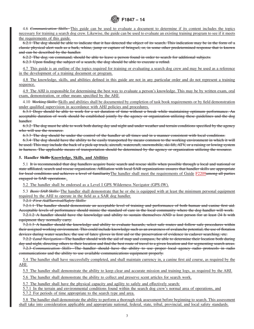 REDLINE ASTM F1847-14 - Standard Guide for  Minimum Training of Search Dog Crews or Teams