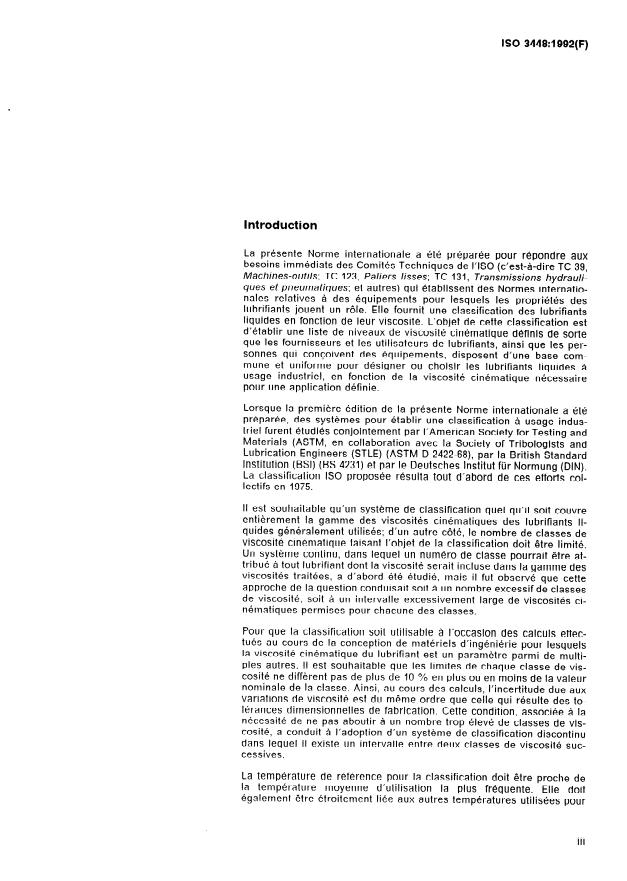 ISO 3448:1992 - Lubrifiants liquides industriels -- Classification ISO selon la viscosité