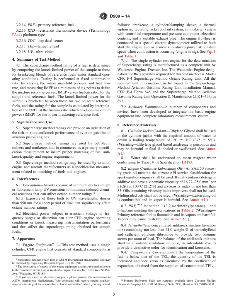 ASTM D909-14 - Standard Test Method for Supercharge Rating of Spark-Ignition Aviation Gasoline