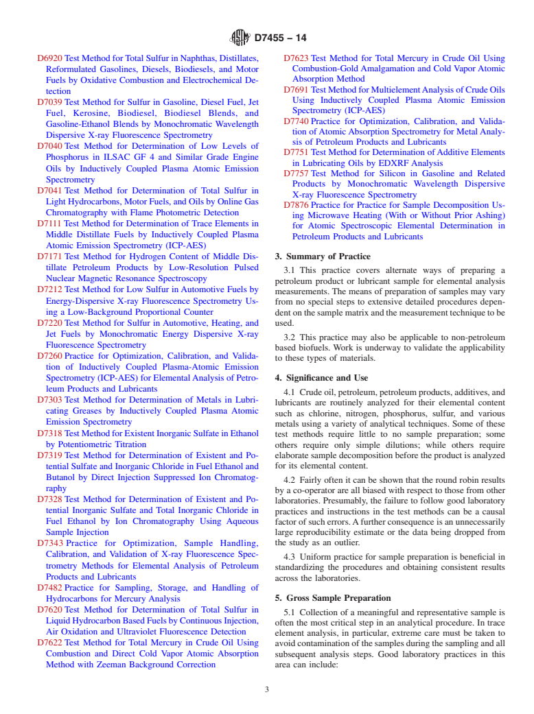 ASTM D7455-14 - Standard Practice for  Sample Preparation of Petroleum and Lubricant Products for  Elemental Analysis