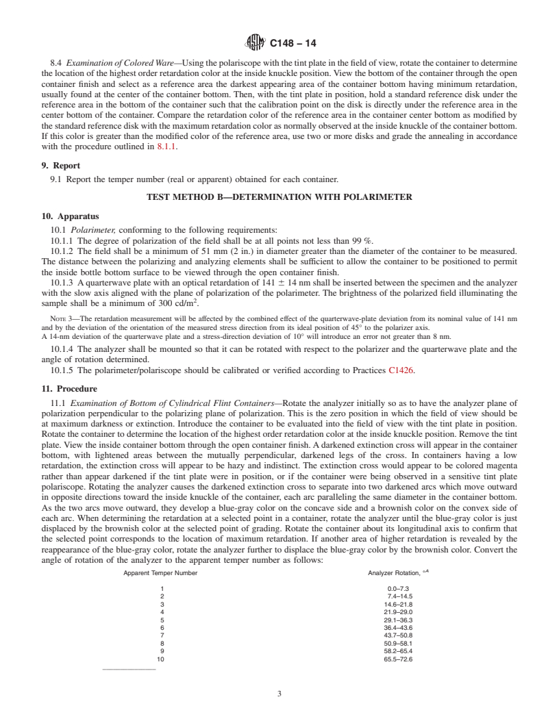 REDLINE ASTM C148-14 - Standard Test Methods for  Polariscopic Examination of Glass Containers