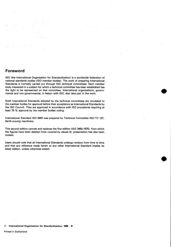 ISO 3450:1985 ISO 3450:1985 - Earth-moving machinery -- Wheeled machines -- Performance requirements and test procedures for braking systems - Page 2 preview